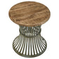 Matyas Round Accent Table with Natural Top and Blue Distressed Base