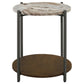 Noemie Round Accent Table with Marble Top White and Gunmetal