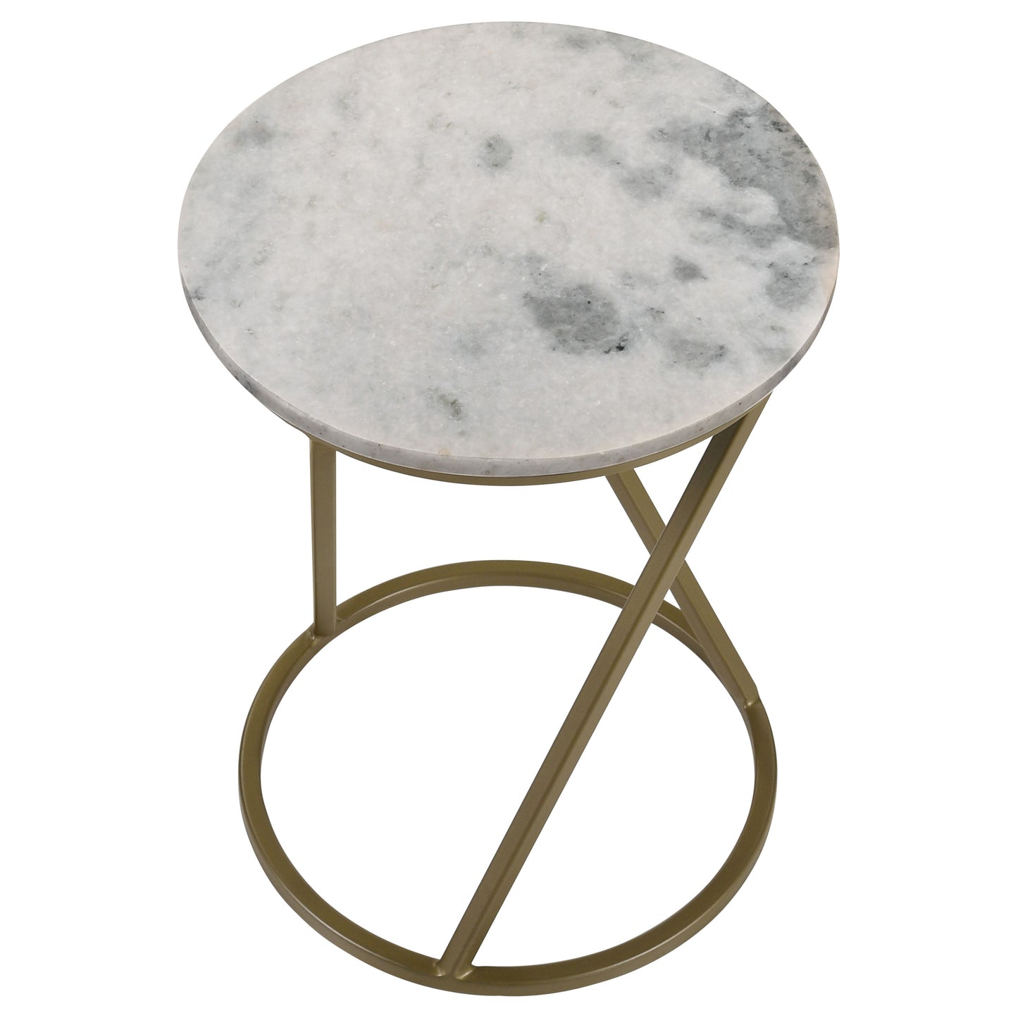 Malthe Round Accent Table with Marble Top White and Antique Gold
