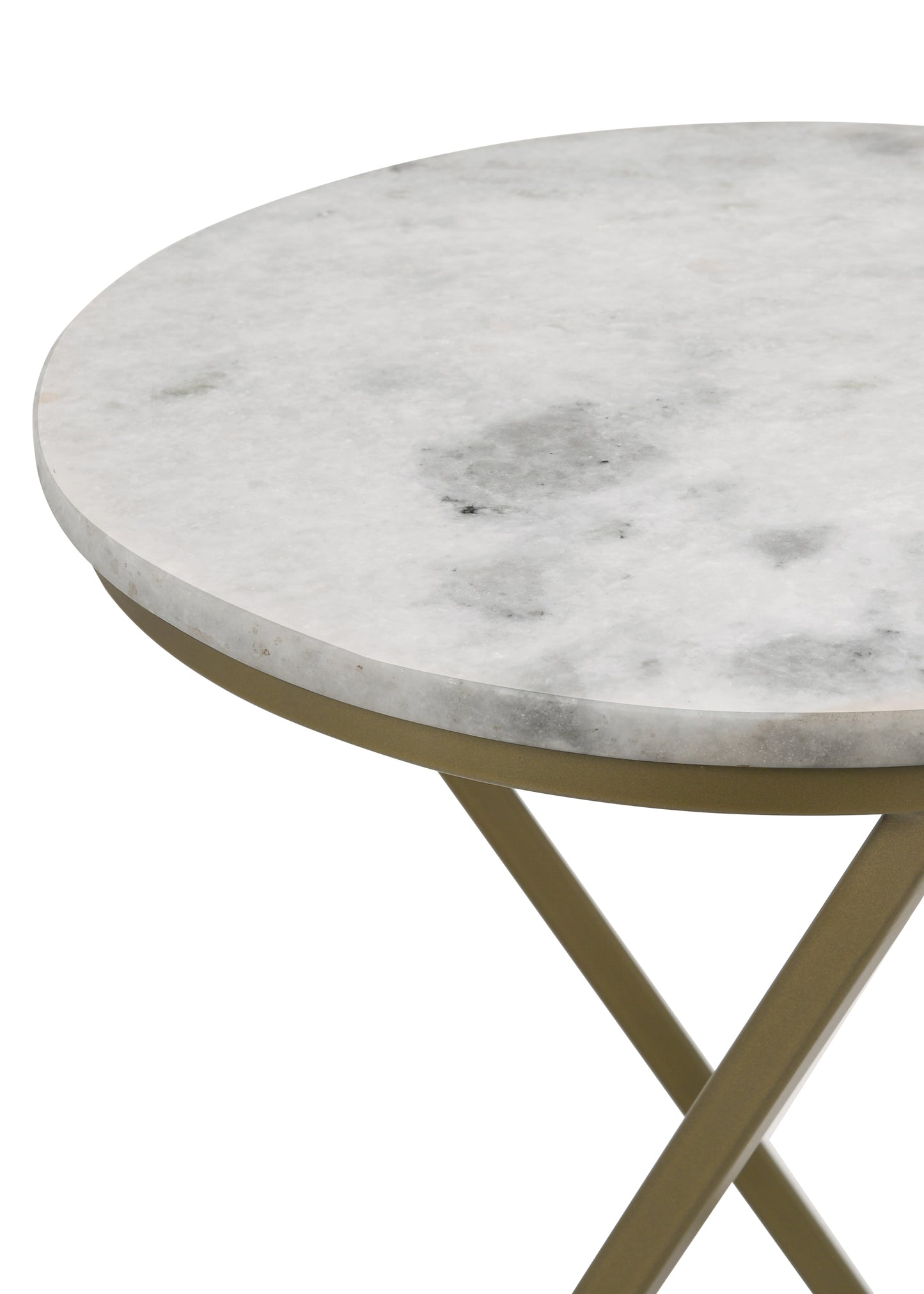 Malthe Round Accent Table with Marble Top White and Antique Gold
